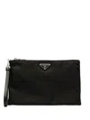 Prada Triangle Logo Re-nylon And Saffiano Leather Envelope Pouch