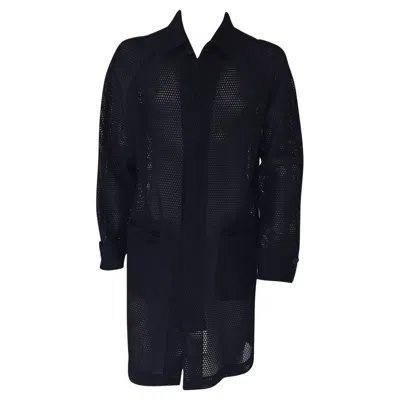 Pre-owned Prada Contemporary Black Lace Overcoat Size 52 Unisex Made In Italy