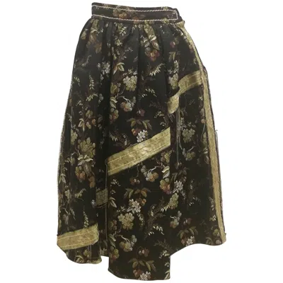 Pre-owned Prada Contemporary Silk Skirt Size 38 Black Green Unisex Made In Italy