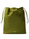 Prada Drawstring Tote Bag In Green