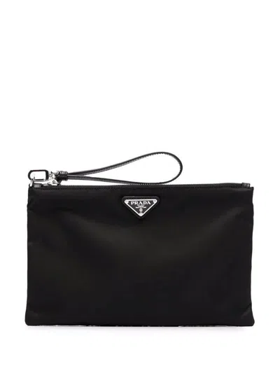 Prada Contenitori Tessuto+saffiano In Black
