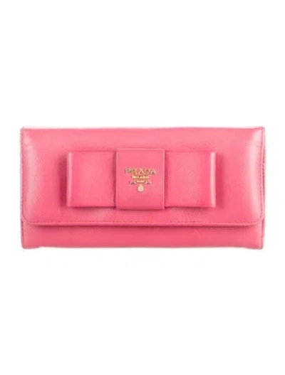 Pre-owned Prada Continental Wallet In Pink