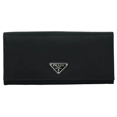 Pre-owned Prada Continental Wallet Tessuto Black Nylon Wallets Accessory ()