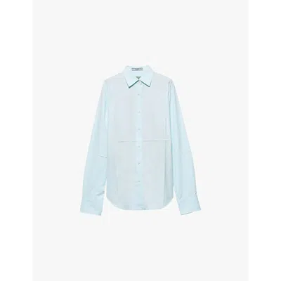 Prada Womens Green Contrast-back Oversized-fit Cotton Shirt