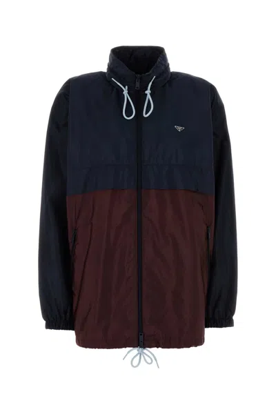 Prada Contrast Re-nylon Windbreaker In Multicoloured