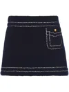 Prada Impunture Mini Cashmere Skirt In Blue