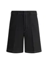 Prada Logo Embroidered Bermuda Shorts In Black