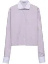 Prada Womens Purple Logo-embroidered Colour-block Cotton-poplin Shirt In Purple