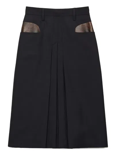 PRADA CONTRASTING-POCKET PLEATED SKIRT