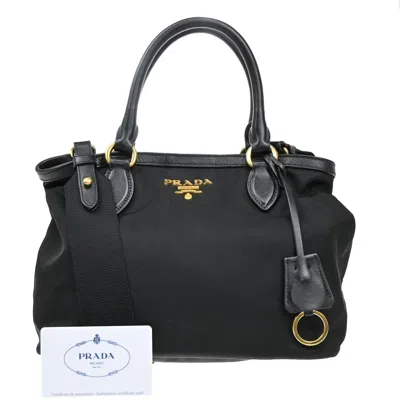 Pre-owned Prada Convertibe Zip Tote Tessuto Synthetic Bag () In Black