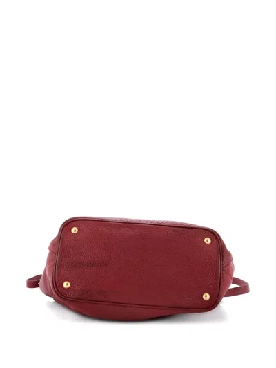 Pre-owned Prada Convertible Open Shopping Vitello Daino Medium Tote Bag In Red