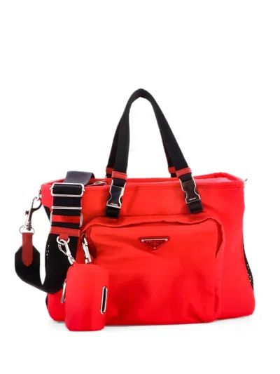 Pre-owned Prada Convertible Pet Carrier Re-nylon With Mesh Satchel In Black