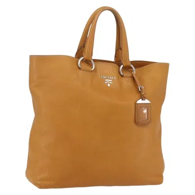 Pre-owned Prada Convertible Shopper Vitello Daino Brown Leather Tote Bag Bag ()