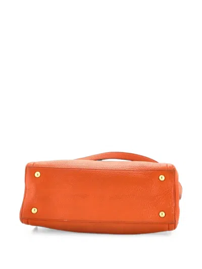 Pre-owned Prada Convertible Shopper Vitello Daino Large Tote Bag In Orange