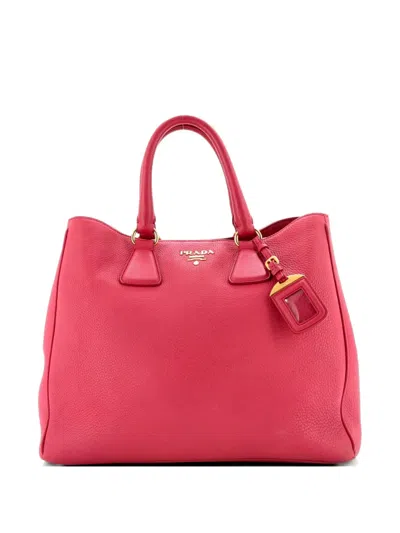 Pre-owned Prada Convertible Shopper Vitello Daino Large Tote Bag In Pink