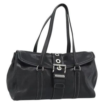 Pre-owned Prada Convertible Shopping Tote Saffiano Leather Saffiano Leather Black Leather Tote Bag Bag (pre-ow