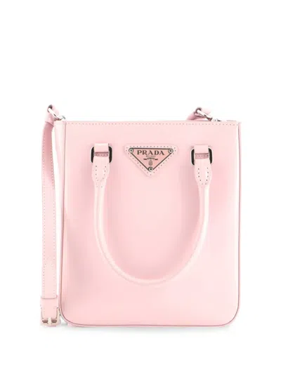 Pre-owned Prada Convertible Tote Brushed Leather Small Crossbody Bag In Pink