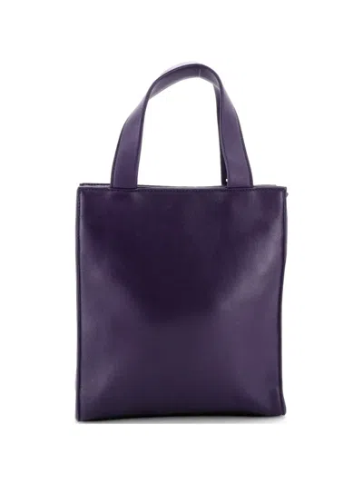 Pre-owned Prada Convertible Triangle Pocket Shopping Nappa Leather Mini Tote Bag In Purple
