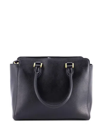 Pre-owned Prada Convertible Zip Saffiano Leather Small Tote Bag In Black