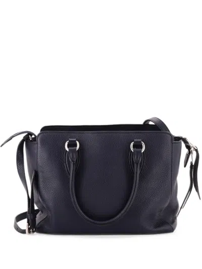 Pre-owned Prada Convertible Zip Vitello Phenix Medium Tote Bag In Blue