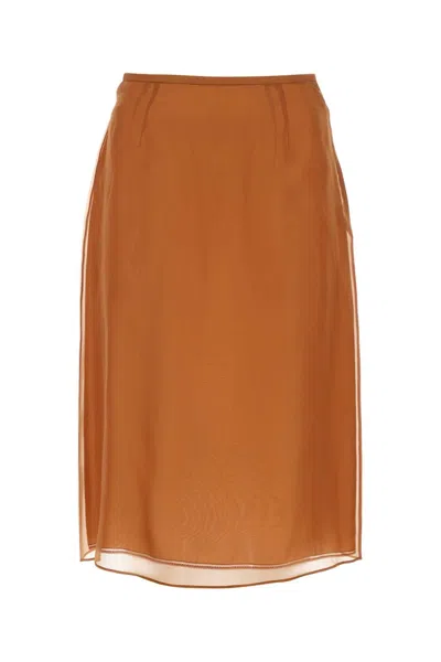 PRADA PRADA COPPER ORGANZA SEE THROUGH SKIRT
