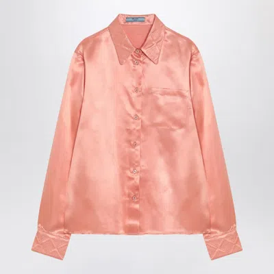 Prada Coral-coloured Shirt In Silk Blend Women In Pink