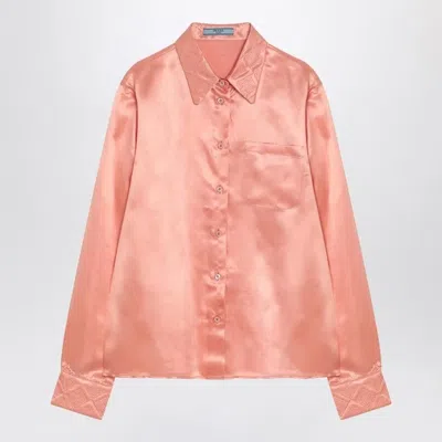 Prada Coral-coloured Shirt In Silk Blend In Orange