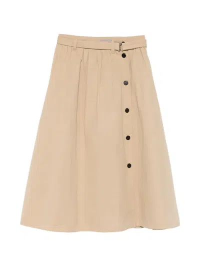 Prada Corda Cotton Gonna In Neutral