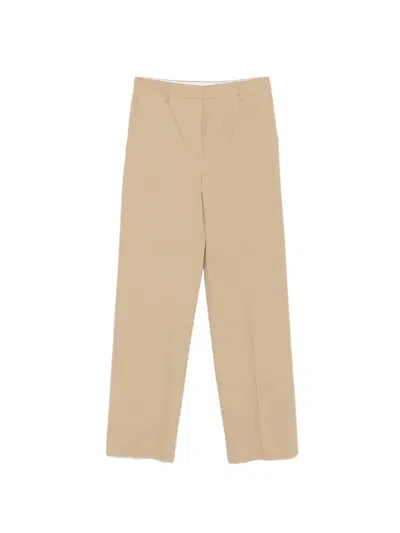 Prada Corda Cotton Pantaloni In Neutral