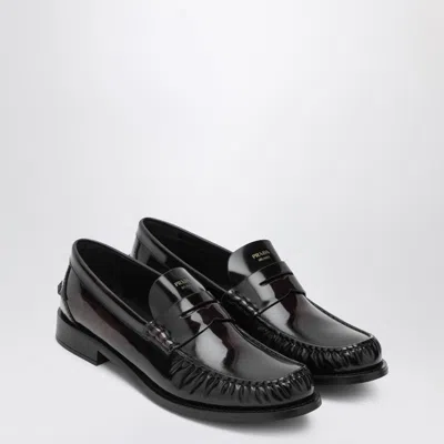 PRADA CORDOVAN POLISHED LEATHER LOAFERS
