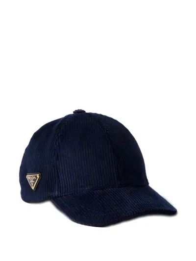 Prada Corduroy Baseball Cap In Blue