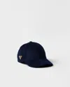 Prada Womens Blue Logo-plaque Corduroy Baseball Cap