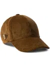 Prada Corduroy Baseball Cap In Brown