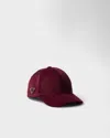 Prada Corduroy Baseball Cap In Burgundy