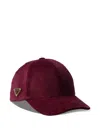 Prada Corduroy Baseball Cap In Red