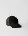 Prada Triangle Logo Washed Canvas Baseball Cap In Schwarz