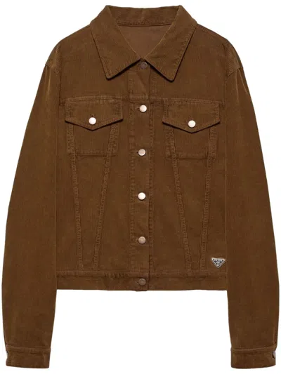 Prada Corduroy Blouson Jacket In Brown