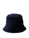 Prada Womens Blue Logo-plaque Corduroy Bucket Hat In Blue