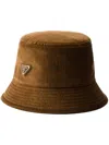 Prada Suede Bucket Hat In Brown