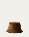Prada Suede Bucket Hat In F0005 Tabacco