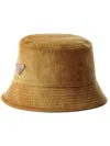Prada Corduroy Bucket Hat In Neutrals