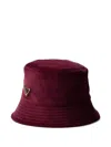Prada Corduroy Bucket Hat In Red