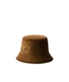 Prada Suede Bucket Hat In Tobacco Color