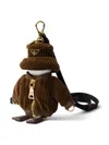 Prada Corduroy Charm Keychain In Braun