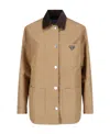 Prada Triangle-logo Canvas Blouson Jacket In Brown