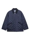 Prada Corduroy-collar Quilted Puffer Jacket In Blue