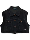 Prada Corduroy Denim Vest In Black