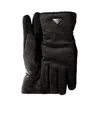Prada Mens Black Logo-patch Corduroy Gloves In Black