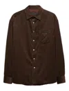 Prada Corduroy Patch-pocket Shirt In Brown