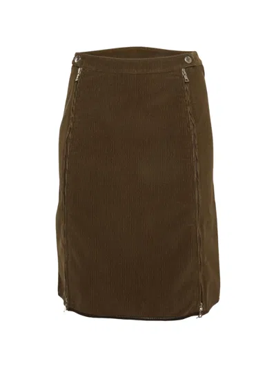 Pre-owned Prada Corduroy Pencil Skirt In Brown
